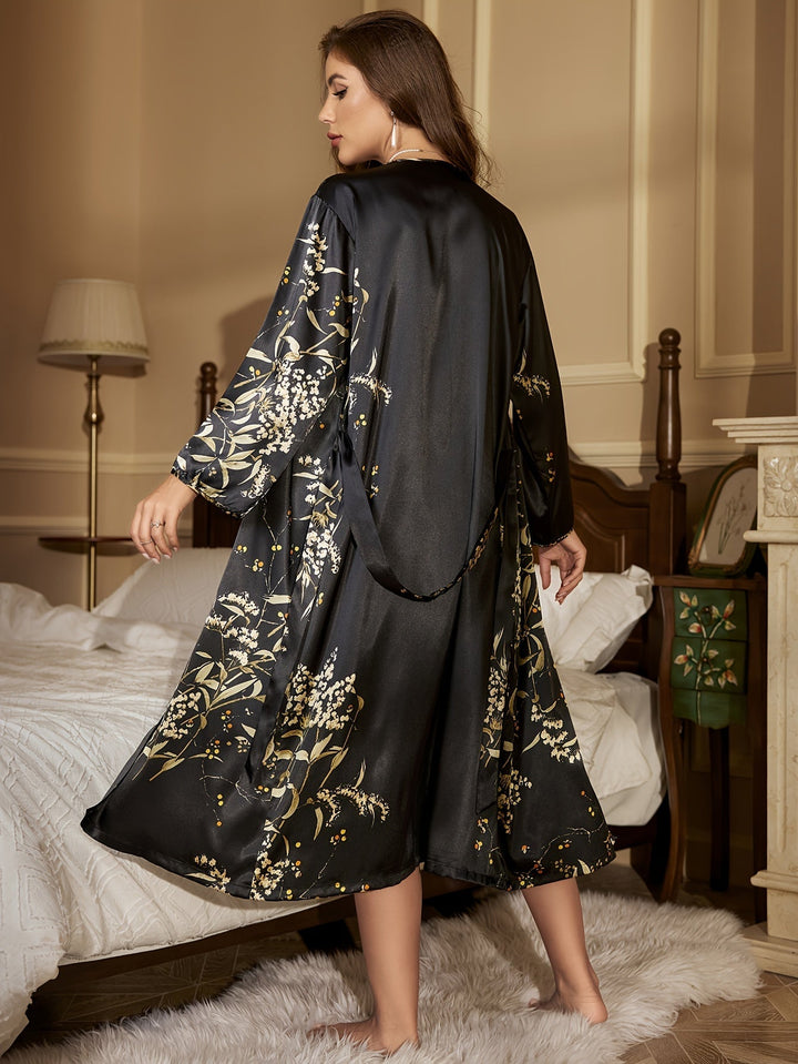 Comfy Satin Floral Print Pyjama Set for Women | Ideal for All Seasons