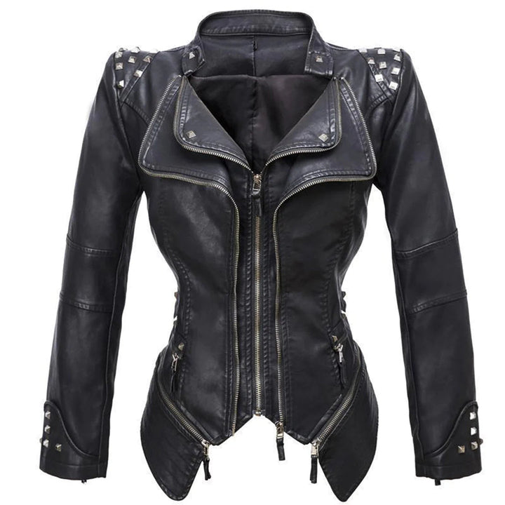 Casual Slim Fit Vegan Leather Biker Jacket for Women | Perfect for Casual Days