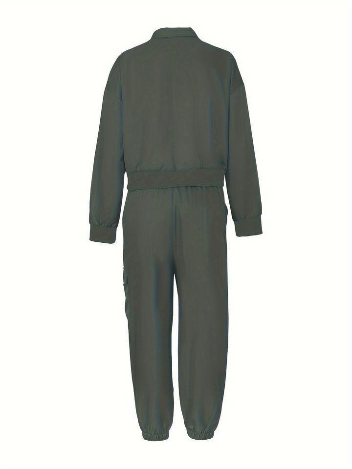 Women's Casual Zip-Up Jacket & Joggers Tracksuit Set | Perfect for Autumn/Winter