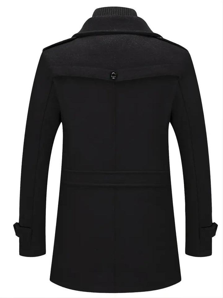 Casual Thick Woolen Coat With Zipper And Buttons For Men | Ideal for Winter