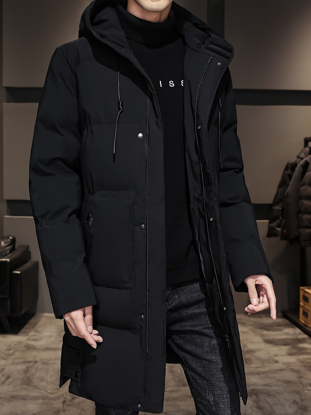 Elegant Black Cotton Winter Jacket For Men | Ideal for Winter