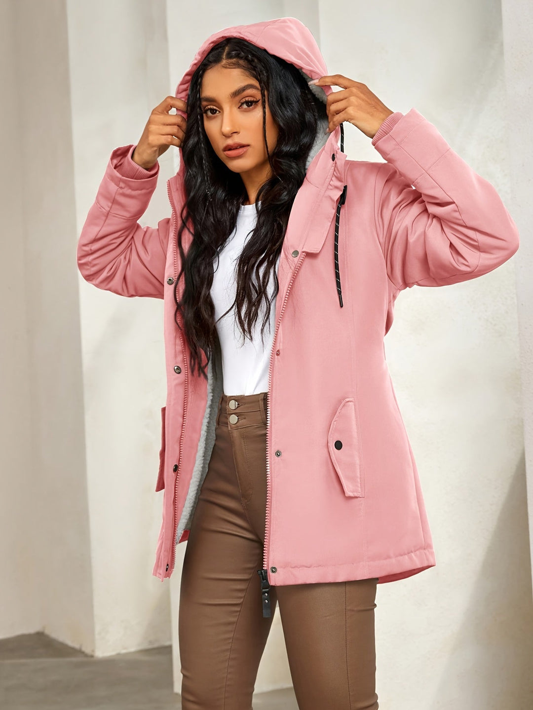 Elegant Fleece Parka Winter Jacket with Hood for Women | Ideal for Winter