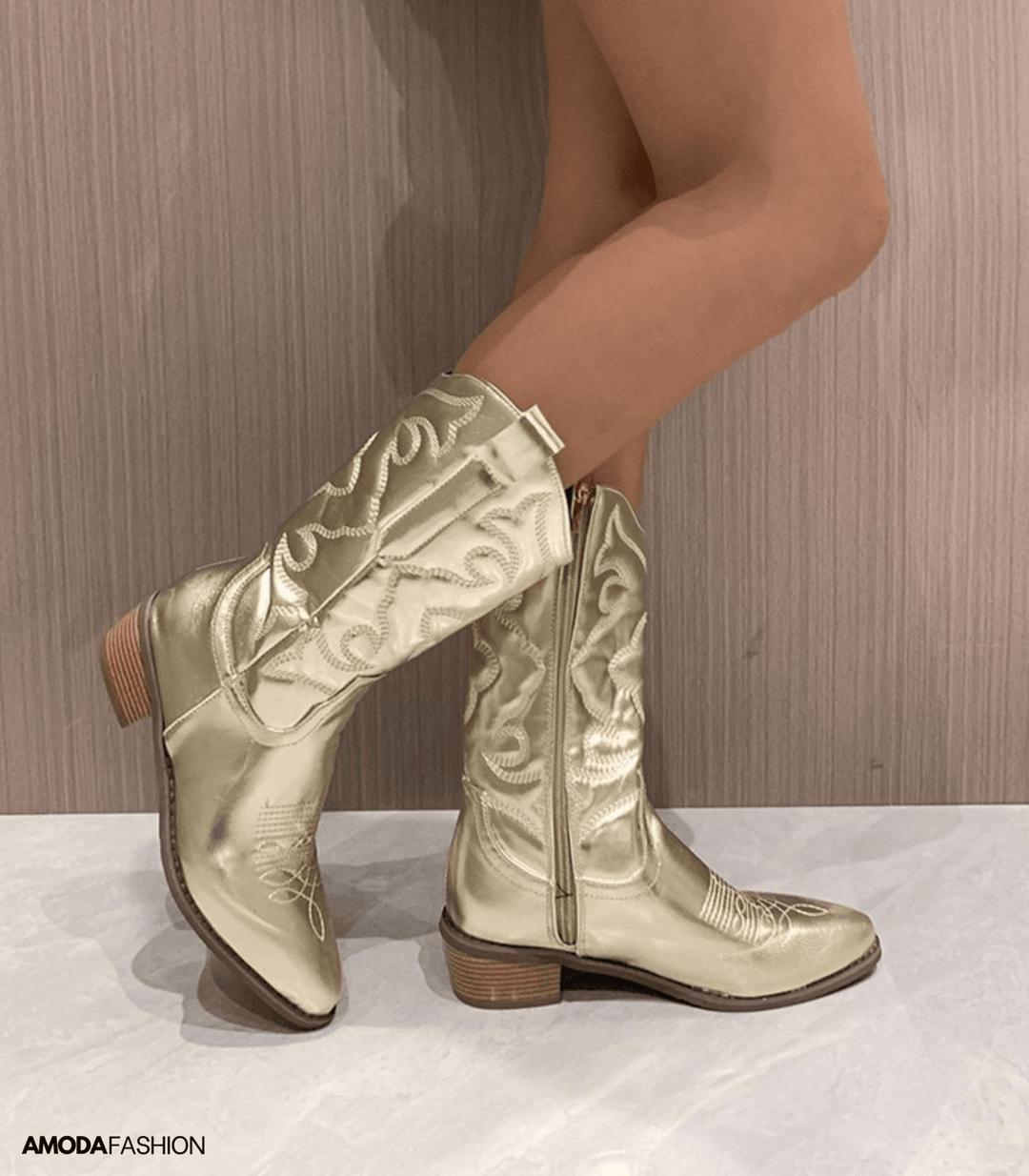 Western Cowboy Vegan Smooth Leather Ankle Boots with Heel for Women | Perfect for Everyday Wear