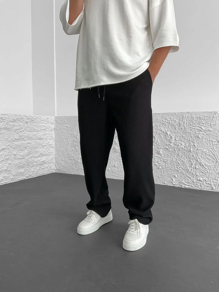 Terrence - Straight Leg Trousers with Ribbed Finish