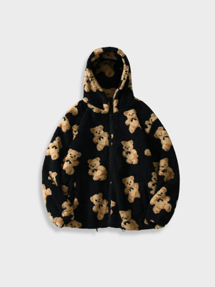 Comfortable Bear Print Fleece Hoodie For Men | Ideal for Autumn