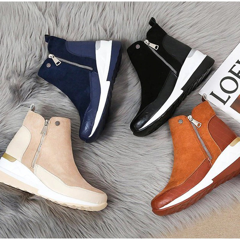 Casual Vegan Leather Ankle Boots with Zipper and Heel for Women | Perfect for Casual Days