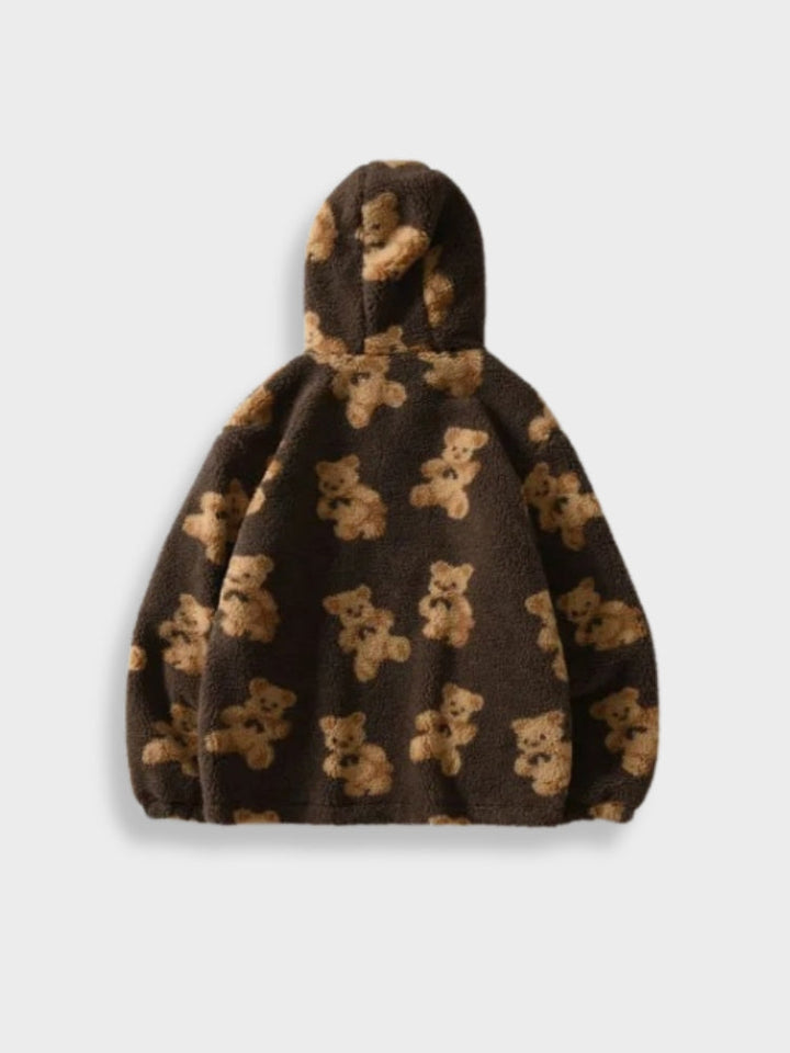 Comfortable Bear Print Fleece Hoodie For Men | Ideal for Autumn