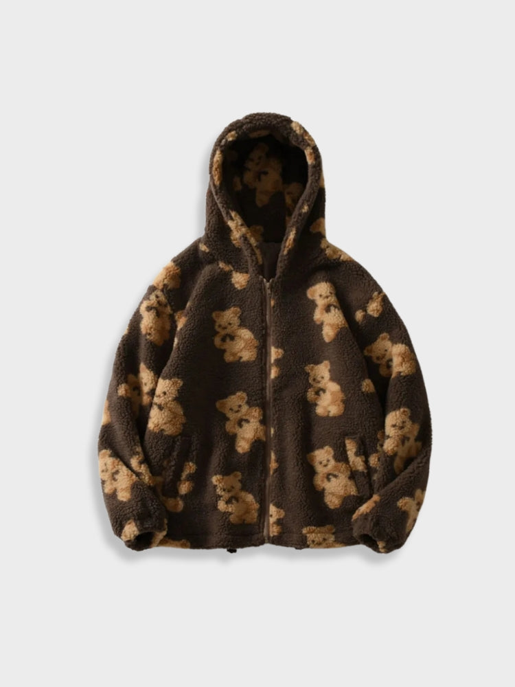 Comfortable Bear Print Fleece Hoodie For Men | Ideal for Autumn