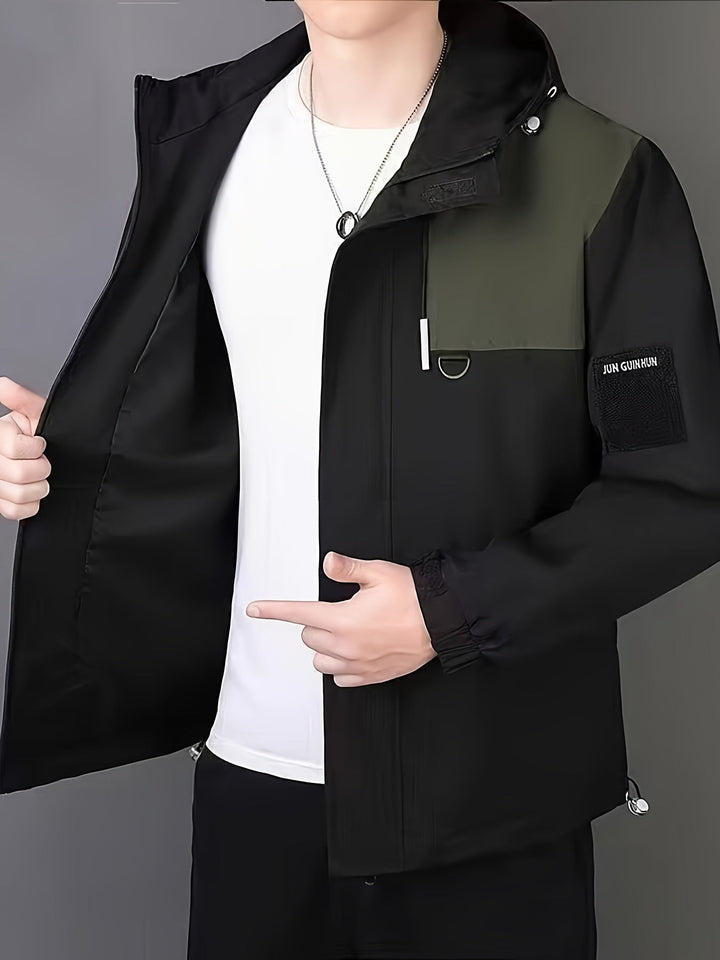 Casual Black Cotton Hooded Windbreaker Winter Jacket For Men | Ideal for Winter