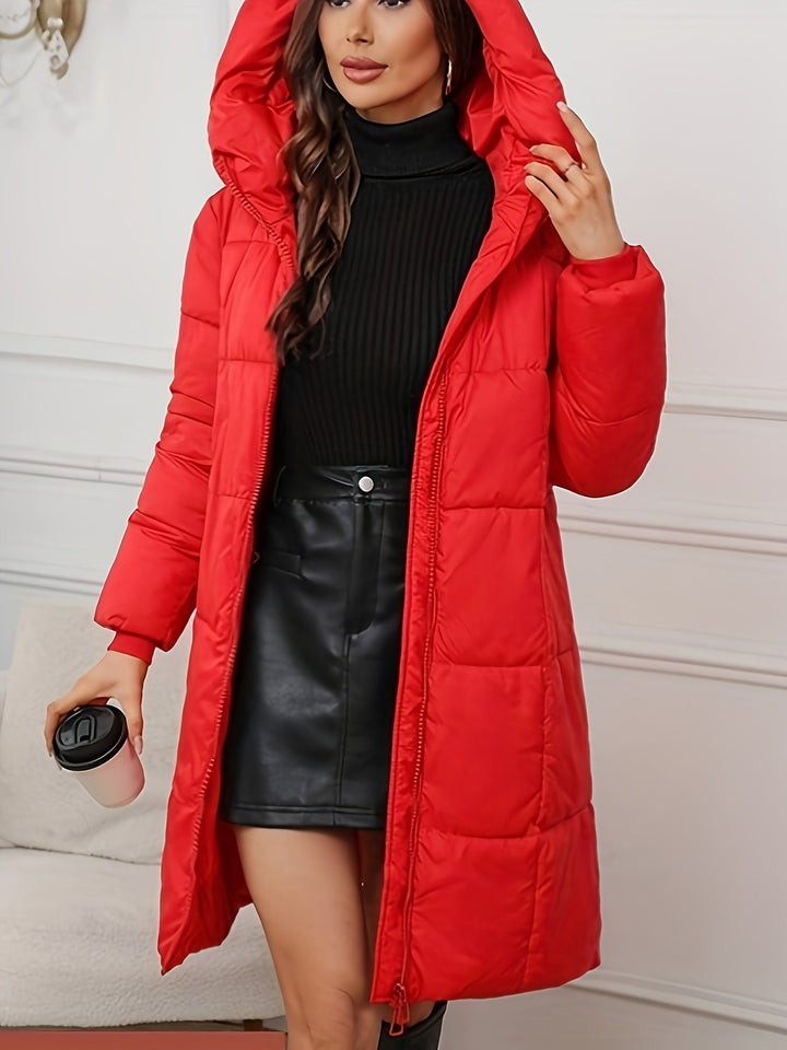 Elegant Long Puffer Winter Jacket with Hood for Women | Ideal for Winter