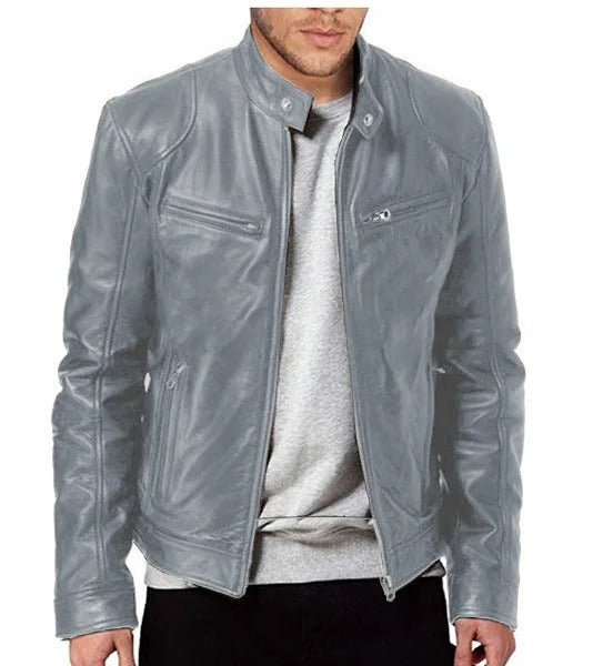 Casual Vegan Leather Jacket Casual Fit For Men | Ideal for Autumn