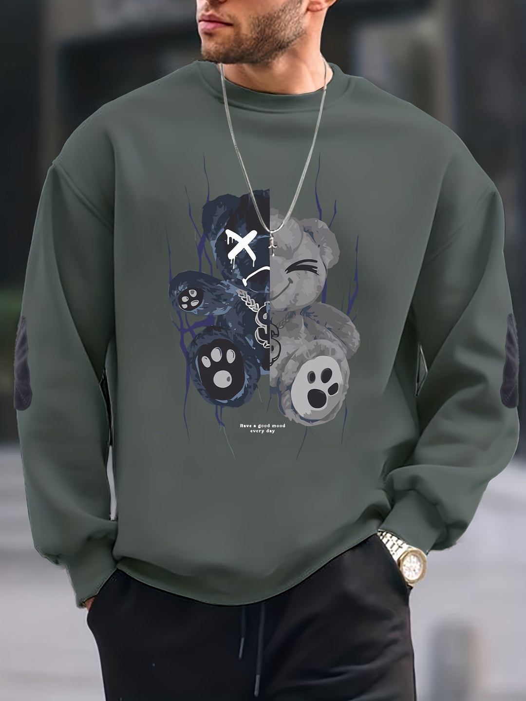 Casual Fashion Crew Neck Cotton Pullover Sweatshirt for Men | Perfect for Casual Days