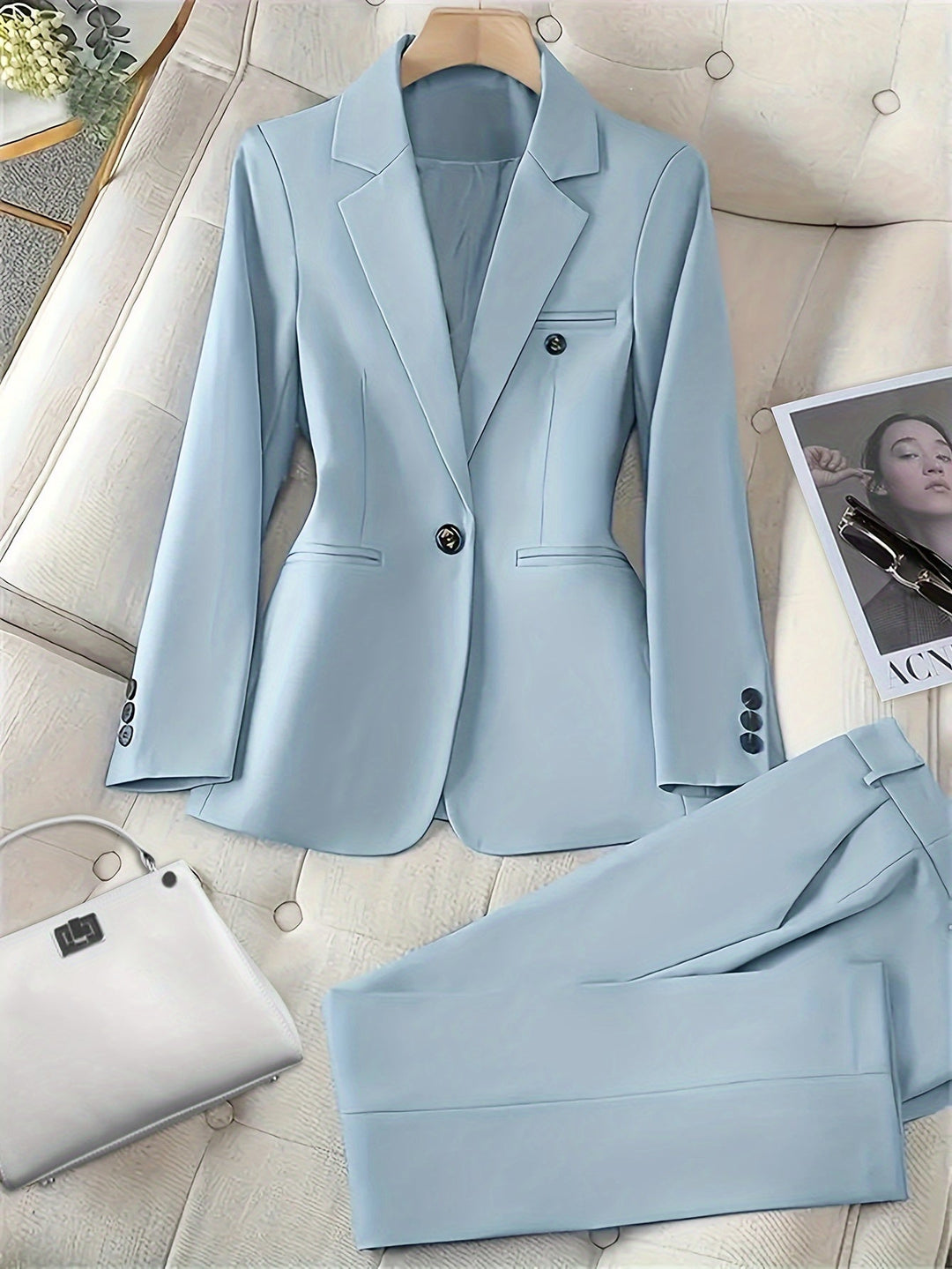 Elegant Button Detail Blazer And Pants Outfit Set for Women | Ideal for All Seasons