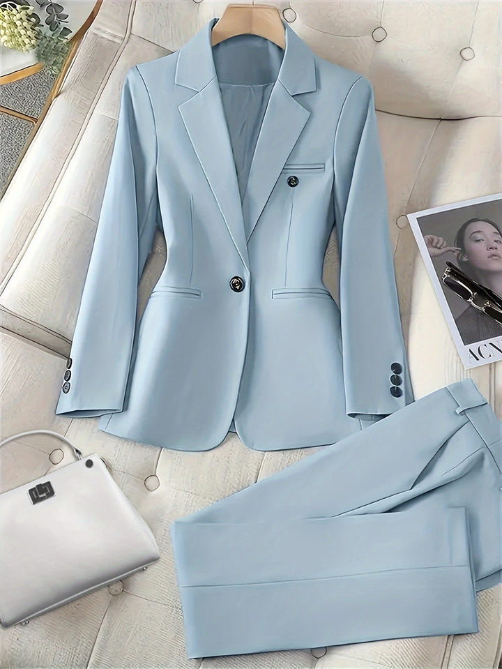 Elegant Button Detail Blazer And Pants Outfit Set for Women | Ideal for All Seasons