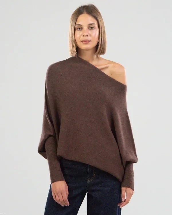 Elegant Cashmere Off Shoulder Sweater for Women | Ideal for Winter