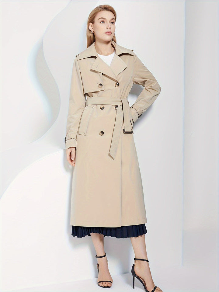 Elegant Belted Trench Coat with Long Sleeves for Women | Ideal for Autumn