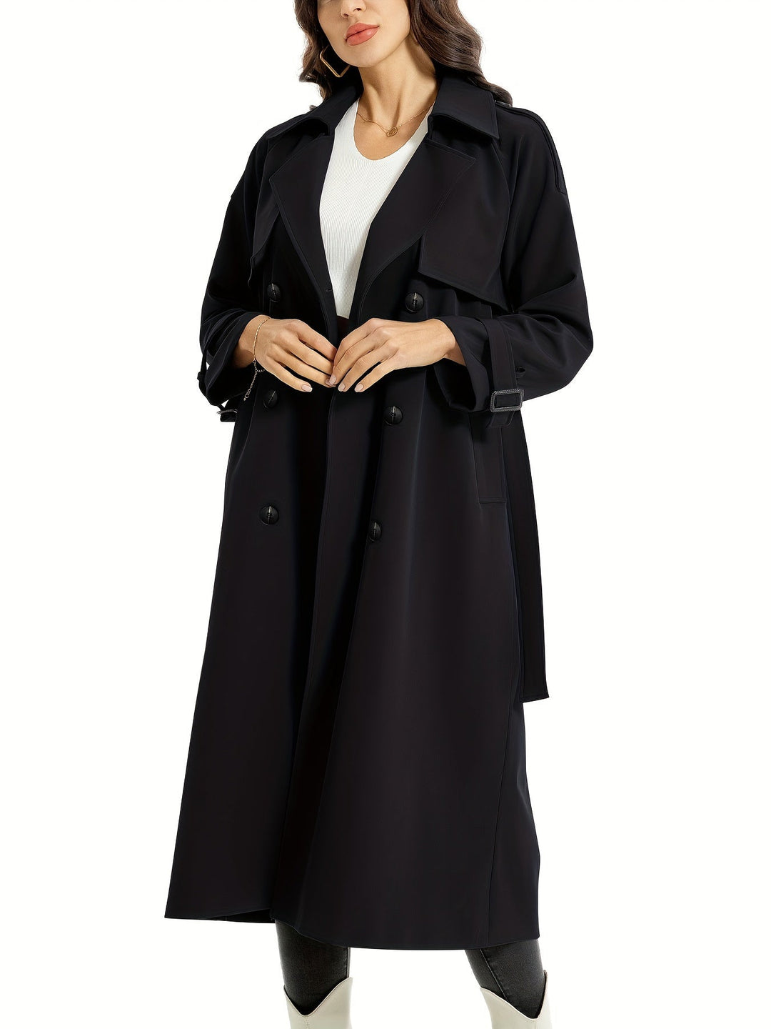 Women’s Elegant Plus Size Double Breasted Trench Coat | Ideal for Autumn/Winter