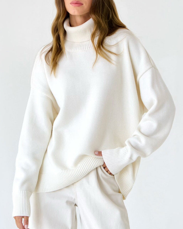 Elegant Oversized Cotton Turtleneck Sweater for Women | Perfect for Casual Days