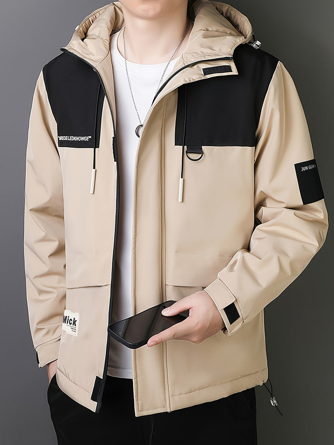 Casual Black Cotton Hooded Windbreaker Winter Jacket For Men | Ideal for Winter