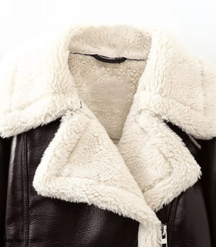 Casual Faux Leather Jacket with Fur for Women | Perfect for Casual Days