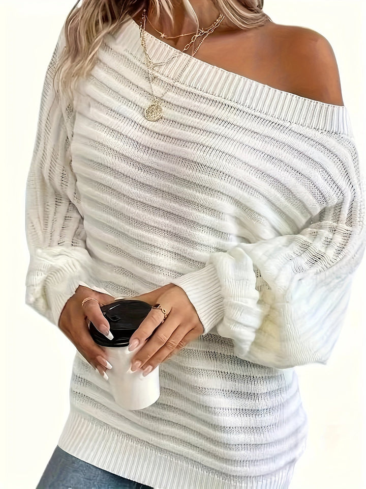 Casual Off Shoulder Wool Sweater with Comfy Design for Women | Ideal for Winter