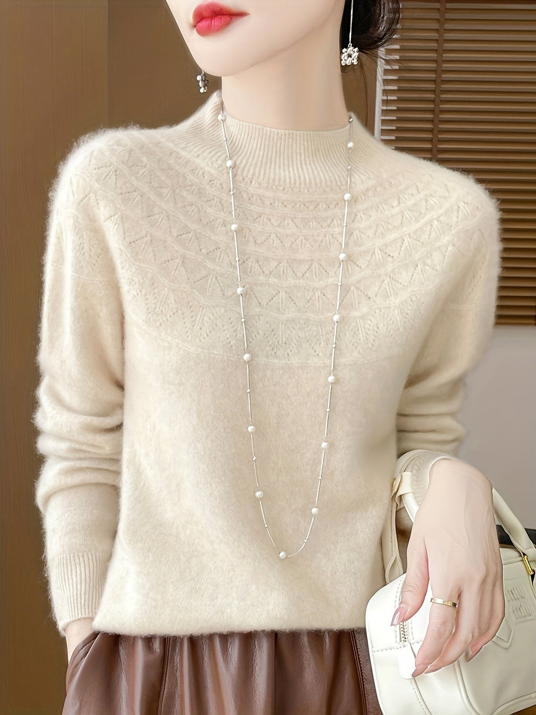 Casual Wool Knit Pullover Sweater for Women | Ideal for Winter