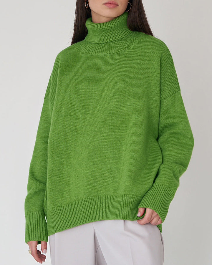 Elegant Oversized Cotton Turtleneck Sweater for Women | Perfect for Casual Days