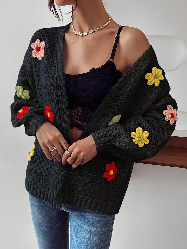 Stylish Floral Texture Wool Knitwear Cardigan for Women | Perfect for Casual Days