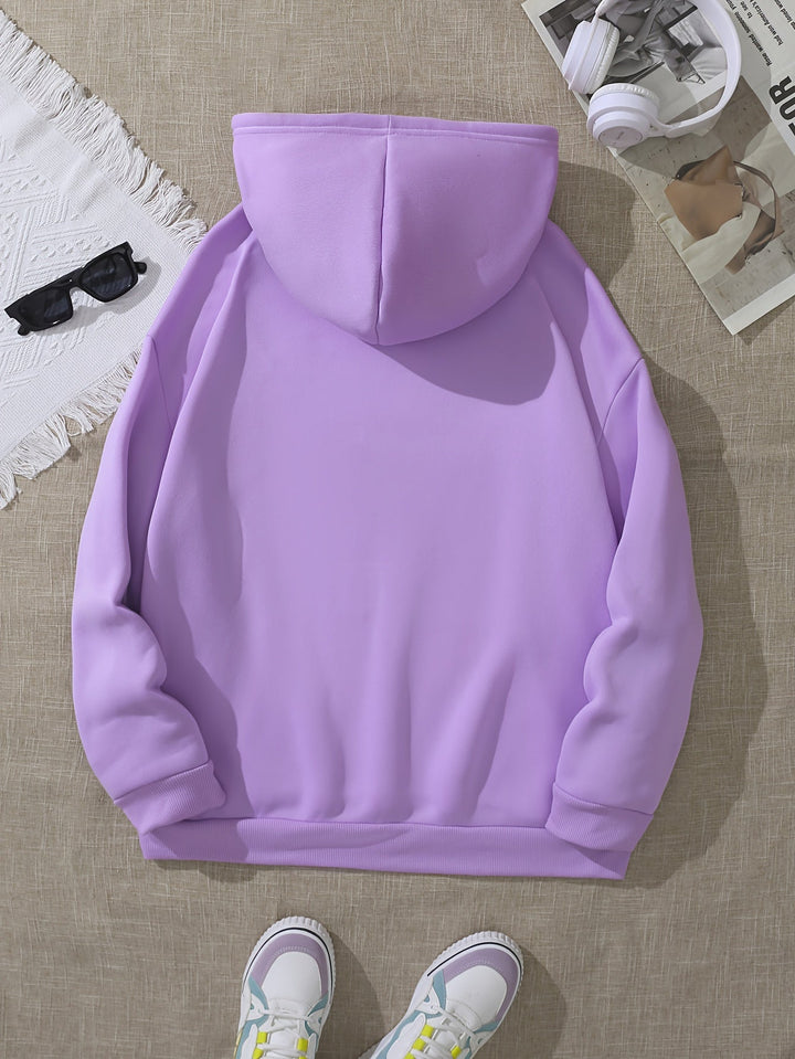 Casual Fleece Pullover Hoodie with Print for Women | Perfect for Casual Days