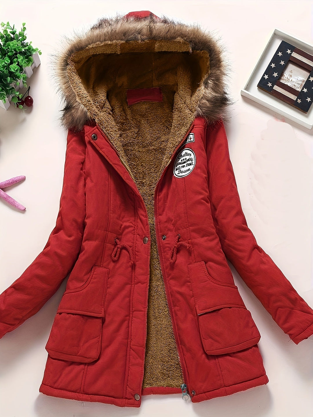 Stylish Warm Fleece Parka Winter Jacket with Vegan Fur for Women | Ideal for Winter