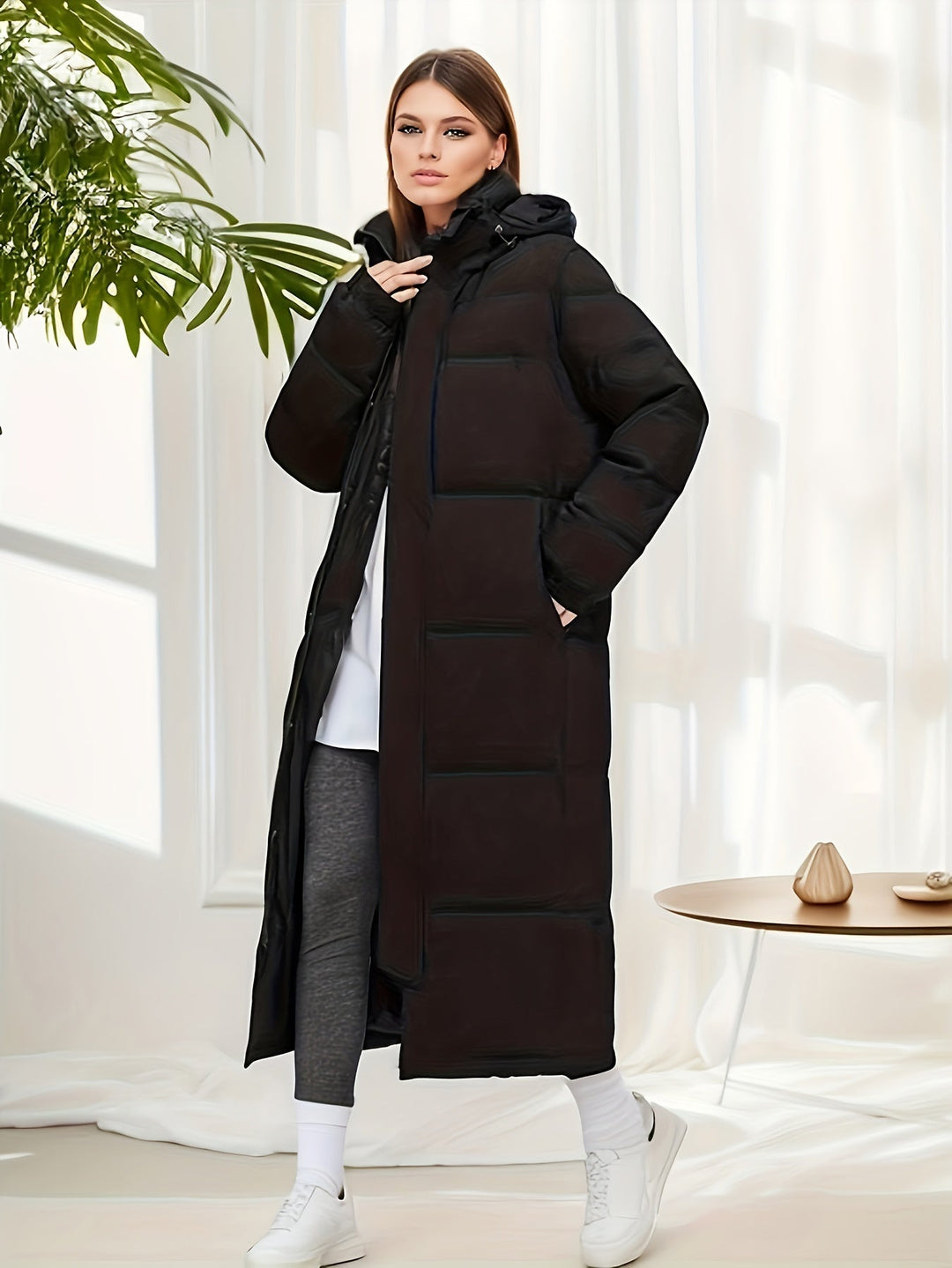 Women's Stylish Warm Long Padded Winter Down Coat with Hood | Ideal for Autumn/Winter