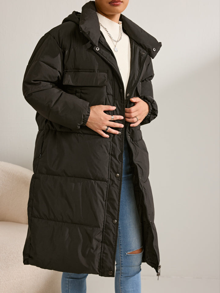 Stylish Warm Long Puffer Winter Jacket with Hood for Women | Perfect for Outdoor Activities