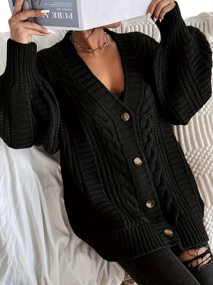 Stylish Warm Cable Knit Wool Cardigan Sweater for Women | Ideal for Winter