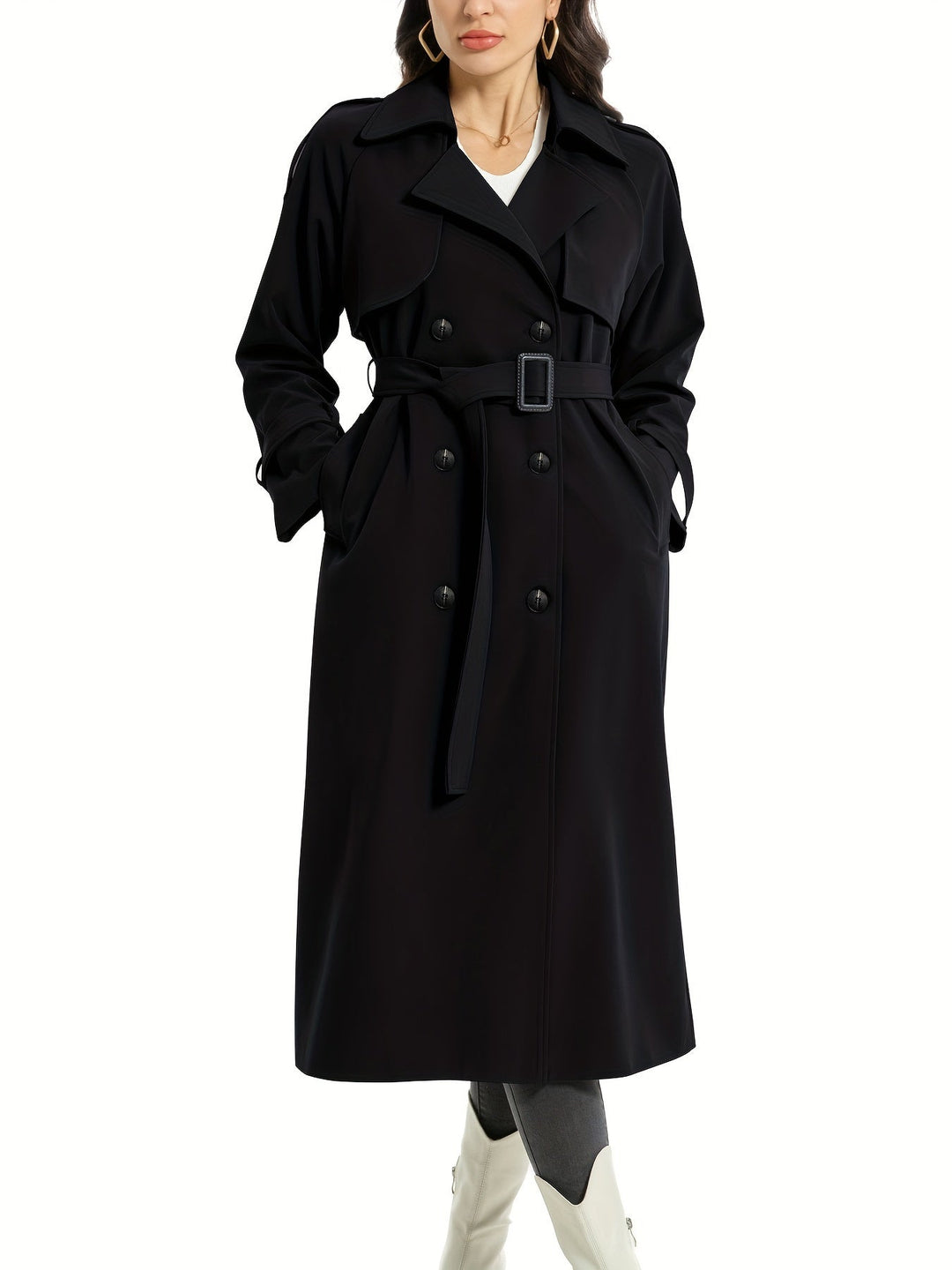 Women’s Elegant Plus Size Double Breasted Trench Coat | Ideal for Autumn/Winter