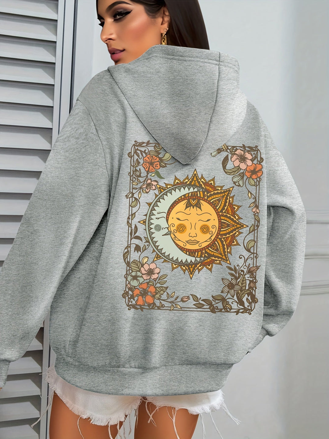 Elegant Fleece Pullover Hoodie with Hood and Backprint for Women | Perfect for Casual Days