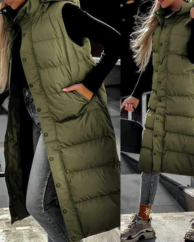 Stylish Sleeveless Long Down Parka for Women | Perfect for Winter