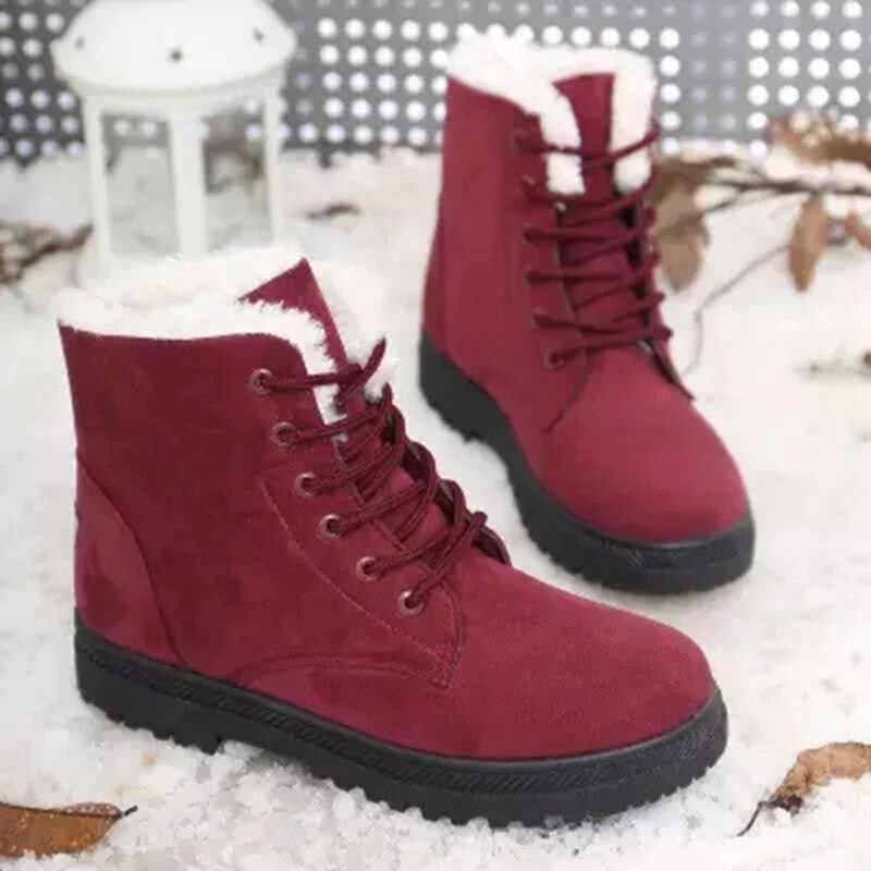 Casual Suede Winter Ankle Boots with Wool and Heel for Women | Ideal for Winter