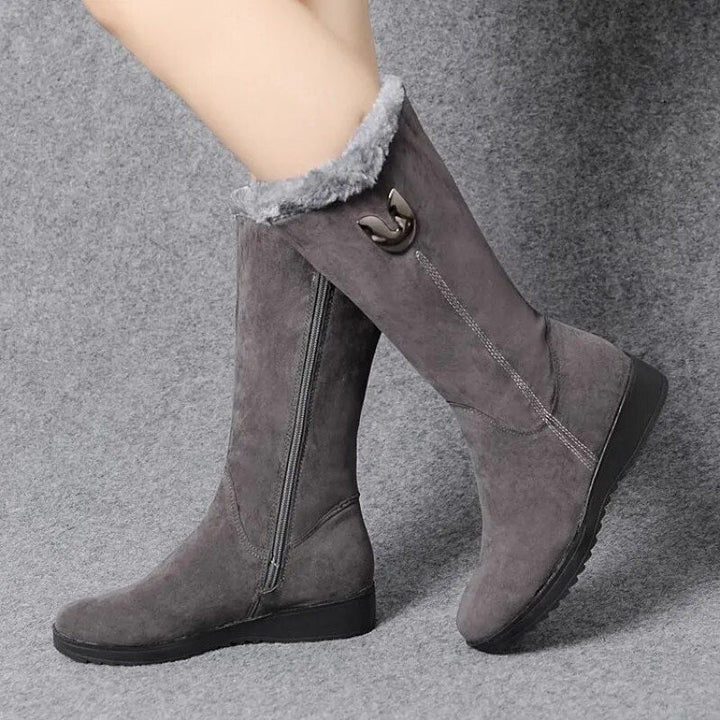 Elegant Suede Flat Ankle Boots with Zipper and Wool for Women | Perfect for Casual Days