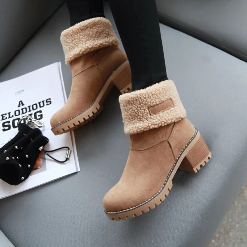 Warm Comfortable Suede Ankle Boots with Heel for Women | Ideal for Autumn