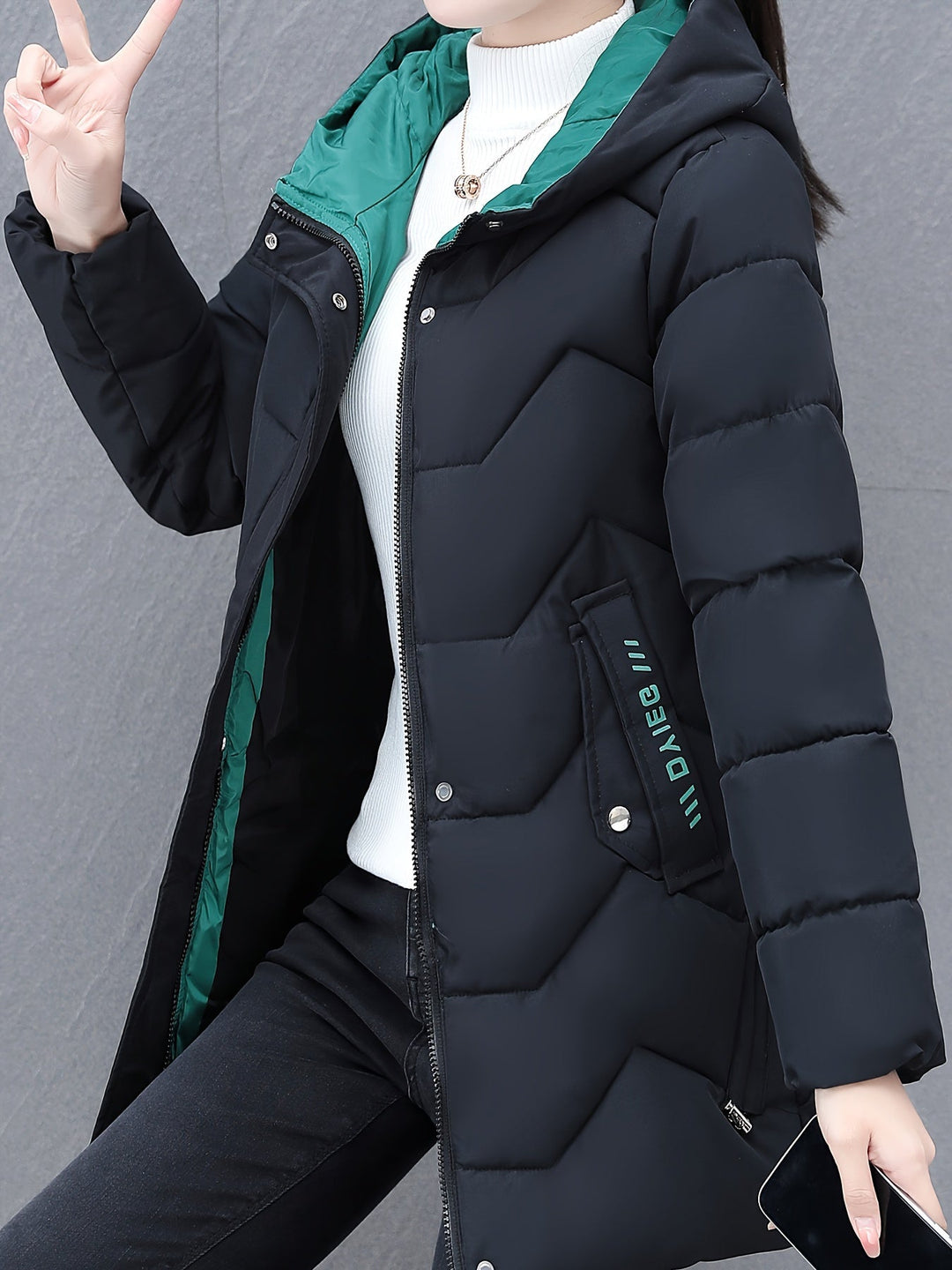 Casual Half-Long Puffer Winter Jacket with Hood for Women | Ideal for Winter