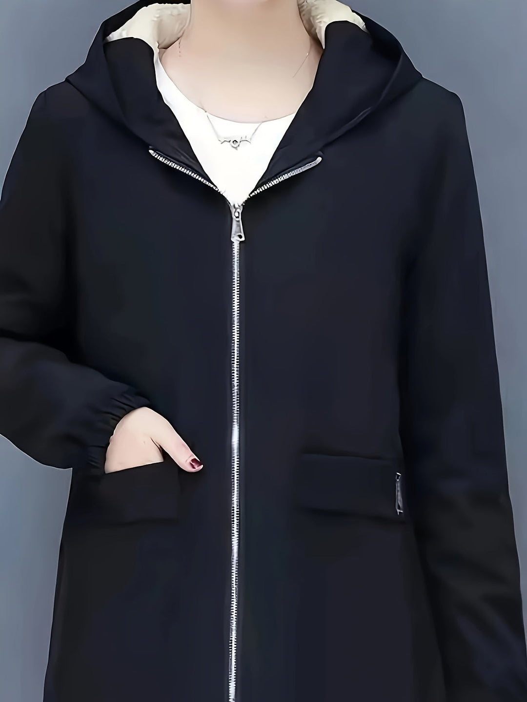 Casual Half-Long Fleece Winter Jacket with Hood for Women | Perfect for Casual Days