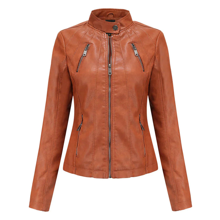 Comfortable Vegan Leather Jacket with Double Pocket for Women | Perfect for Casual Days