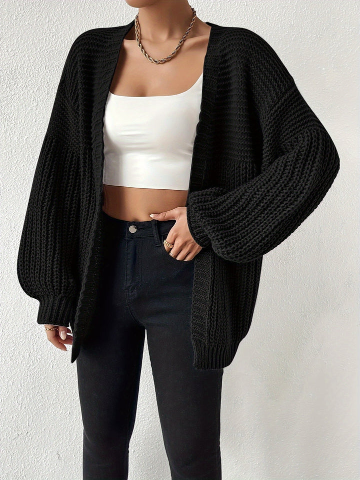 Casual Cozy Chunky Knit Wool Drop Shoulder Cardigan for Women | Perfect for Casual Days