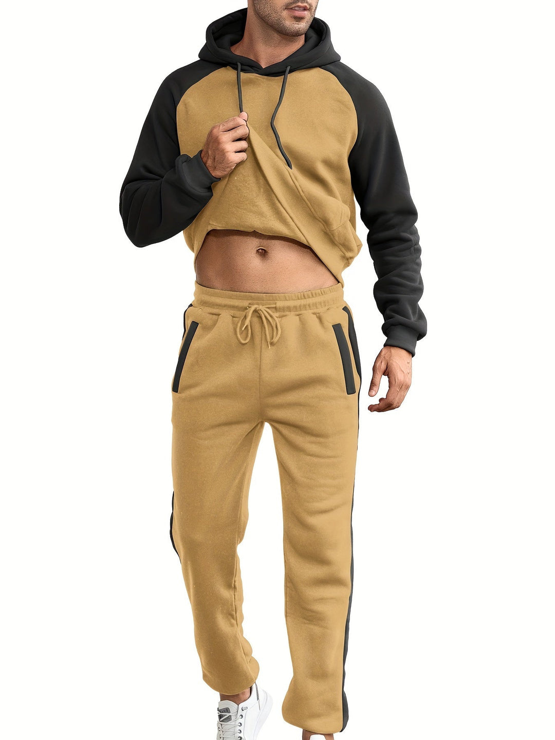 Classic Full Zip Long Sleeve Hoodie and Jogging Pants Tracksuit for Men | Ideal for Winter