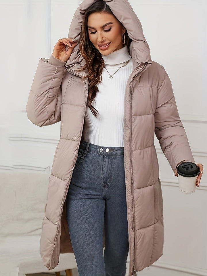 Elegant Long Puffer Winter Jacket with Hood for Women | Ideal for Winter