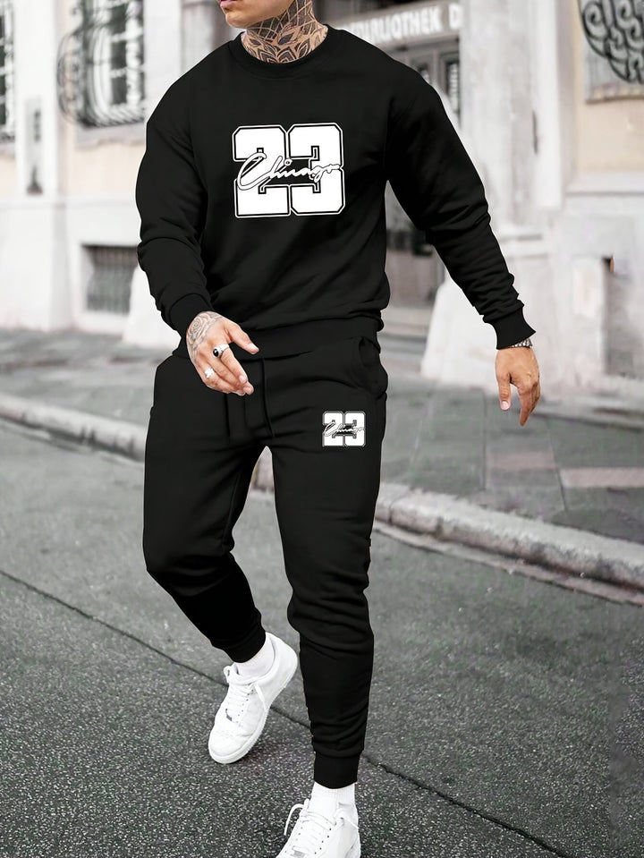 Casual Round Neck Zip Up Tracksuit with Jogging Pants for Men | Ideal for All Seasons