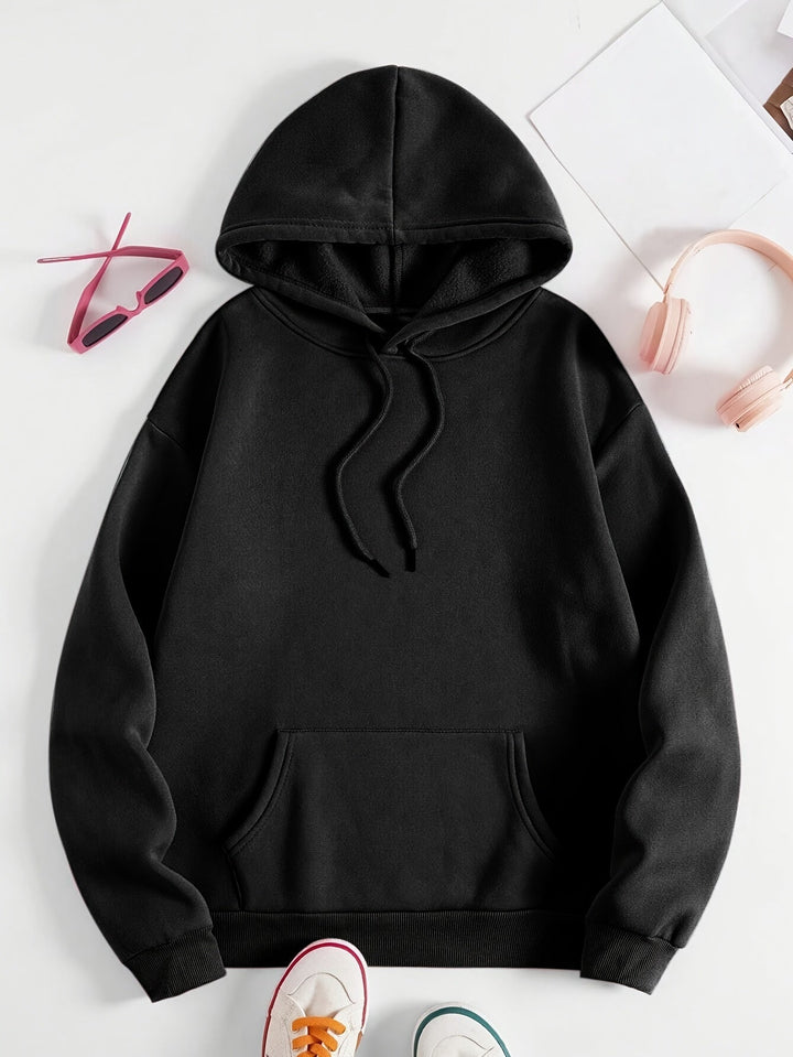 Elegant Fleece Pullover Hoodie with Hood and Backprint for Women | Perfect for Casual Days