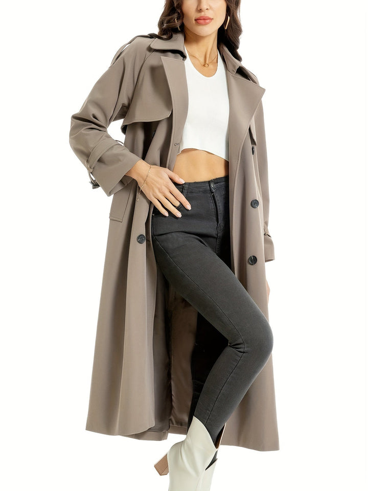 Women’s Elegant Plus Size Double Breasted Trench Coat | Ideal for Autumn/Winter