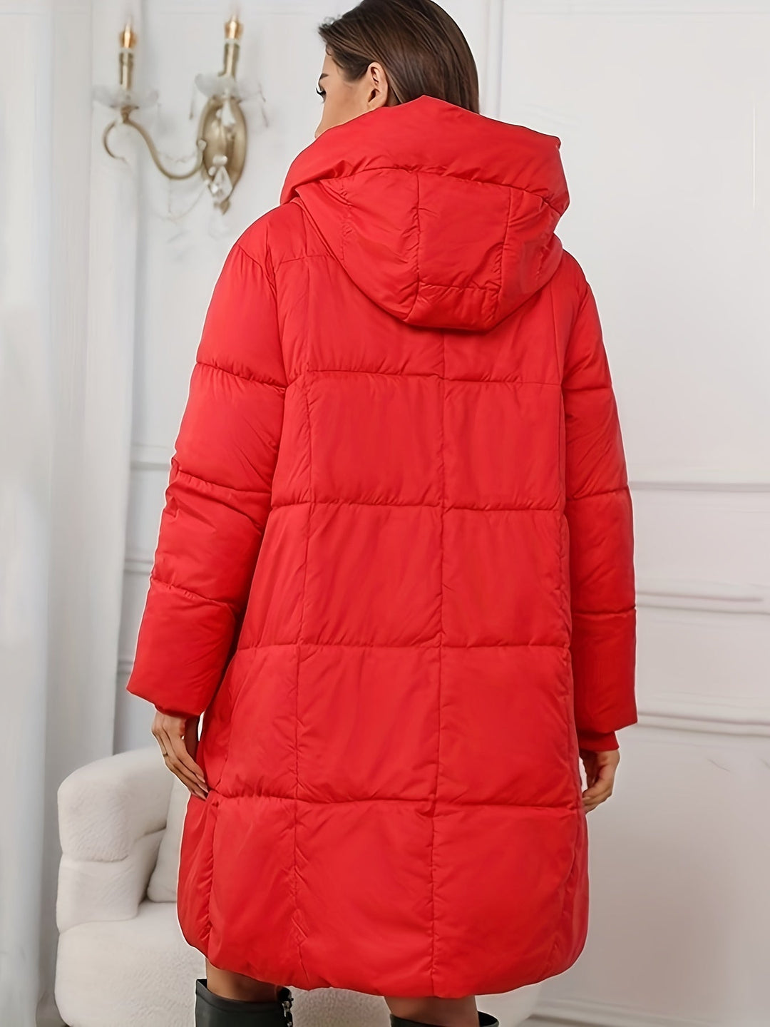 Elegant Long Puffer Winter Jacket with Hood for Women | Ideal for Winter