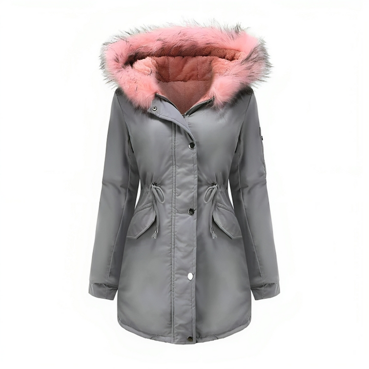 Classic Winter Parka Jacket with Fur Hood and Adjustable Waist for Women | Ideal for Winter